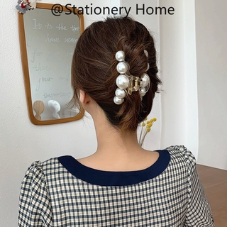 coreano moda perla garra de pelo clip pequeño/medio/gran tamaño acrílico cola de caballo clips de pelo simple perla horquilla (5)