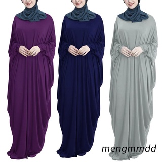 meng mujeres musulmanas murciélago de manga larga maxi vestido turquía dubai suelto abaya kaftan color sólido oriente medio túnica islámica