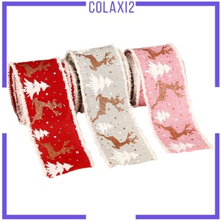 [COLAXI2] 3 rollos impresos de arpillera de navidad cinta DIY para decoración de fiesta suministros
