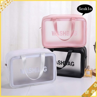 [Sk] bolsa de lavado de cosméticos de viaje de gran capacidad transparente, bolsa de almacenamiento de maquillaje