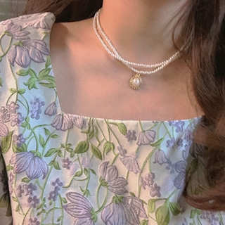 Collar barroco Vintage de doble perla collar de clavícula cadena gargantilla cuello joyería