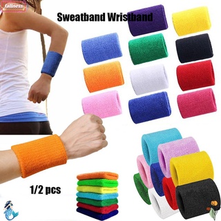 FALLNESS 1/2pcs High Quality Tennis Hand Bands Unisex Soft Comfortable Cotton Wrist Band Sport Sweatband Brace Wraps Guards Solid color Volleyball Basketball Hot Gym Sweat Wristband/Multicolor