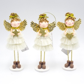 Nuevas decoraciones Linda Navidad alas doradas ornamento decoración creativa Adorno navideño de Ángel de escritorio