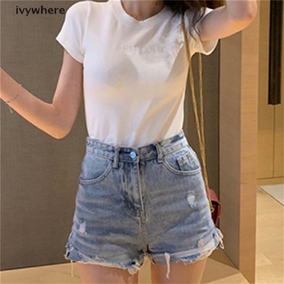 ivywhere mujer camiseta manga corta letra bordado impresión slim tops verano camiseta co (6)