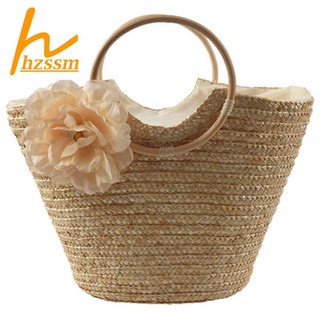 bolso de paja para mujer, diseño de flores tejidas de verano, playa, mensajero