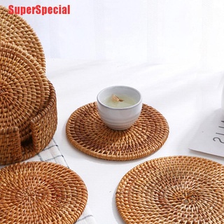 SSP ronda de ratán tejido de la taza de la taza de bebida posavasos de té vajilla mantel individual herramienta de cocina