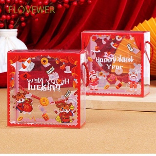 Caja De embalaje Transparente flover para bodas Favores con mango bolsas De galletas suministros fiesta bolsa regalo