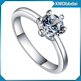 anillo de diamantes clásico de plata de ley de boda corte redondo circonita cúbica anillo (1)