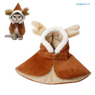 [ao] hogar invierno navidad mascota gato perro protección fría gruesa capa de felpa sombrero de cuerno