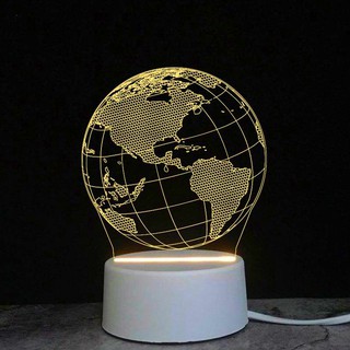 Tierra luna patrón 3D LED luz de noche creativa ilusión luz de noche LED mesa dormitorio lámpara para decoración del hogar