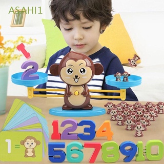ASAHI1 Gift Smart Monkey Balance Scale Parent-child Game Math Toy Educational Math Toy Digital Board Game Learning Toys Educational Toy Kids Toy Cartoon Animals Teaching Material Number Board Game