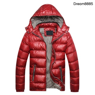 [Dm MJkt] invierno hombres Color sólido abajo chaqueta Slim Fit con capucha manga larga abrigo Outwear (4)