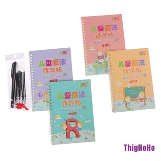 [tThigH] 4 libros números de aprendizaje cartas escritura práctica libro de arte niños Copybook con bolígrafo HHHO