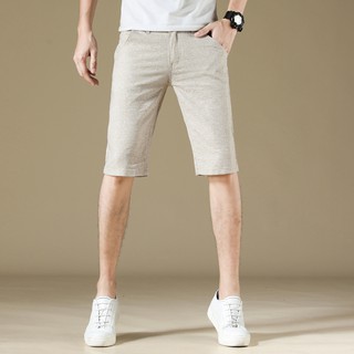 [Spot Inventory] pantalones cortos de algodón y lino casual deportes cortos de verano playa pantalones cortos 28-38 tamaño