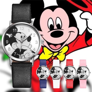 Reloj De Cuero Para Mujer / Mickey Dial / Reloj Analógico De Cuarzo A La Moda