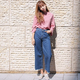 [entrega inmediata] jeans modelo denim vestido de cintura alta más largo estilo hong kong uniforme retro para las mujeres