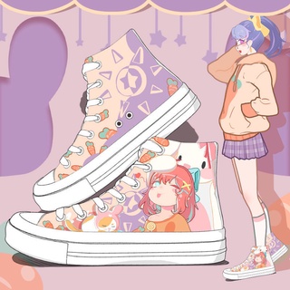 Hermana suave anime niña mágica zapatos de lona pintados a mano originales bidimensionales japoneses estudiantes mujeres dulces y lindos zapatos altos