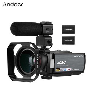Tomorrowlife Andoer HDR-AE8 4K WiFi cámara de vídeo Digital videocámara DV grabadora 30MP 16X Zoom Digital IR visión nocturna 3 pulgadas IPS LCD pantalla táctil con 2 baterías recargables + Extra 0.39X lente gran angular + Microph externo (3)