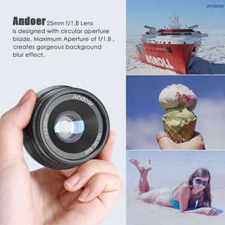 Andoer Lente De cámara Andoer Andoer 25mm F1.8 Aps-C gran Angular Apertura gran Angular Para Sony A7Iii/A9/Nex 3 3n/Nex 5 5t 5r/Nex 6 7/A5000/A5100/A6500/A6400/A6300/A6100/a600000 (9)