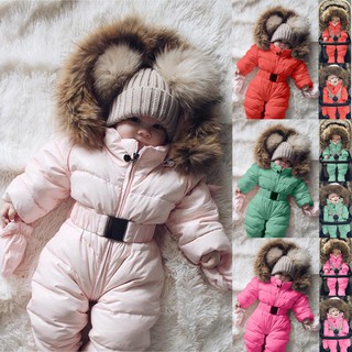 Pinkmans invierno bebé niño niña mameluco chaqueta con capucha mono abrigo cálido ropa de abrigo (1)