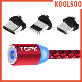 [KOOLSOO] Cargador magnético redondo de 3 pies para Cable de carga Micro USB tipo C IOS