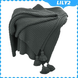 (Lily2) Manta Decorativa De malla con Borlas/Manta cálida y cómoda ligera Para aire acondicionado