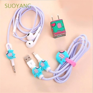Suoyang para iPhone 7/8/X Cable de datos USB Cable cargador de teléfono Protector de auriculares Cable enrollador cargador pegatinas