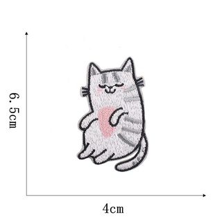 Gato Serie Planchado De Dibujos Animados Bordado Parche Lindo Pegatinas De Tela Para Ropa Mochila Decoración (7)