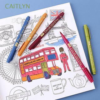 CAITLYN 12 Colors Hand Lettering Pens Drawing Paint Brushes Calligraphy Pen Black Ink Ink Pens Markers Refill Multi Function for Writing Sketch Supplies