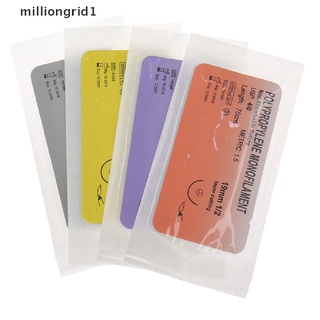 [milliongrid1] 12 piezas de monofilamento de nailon de seda trenzado de aguja de sutura hilo de sutura kit de práctica caliente