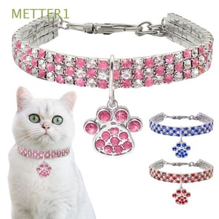 METTER1 collares de cristal brillante para perros con colgante elástico para mascotas, Collar de gato, huellas de gatos, diamantes de imitación para perro pequeño, diamante, joyería, suministros para mascotas, Multicolor