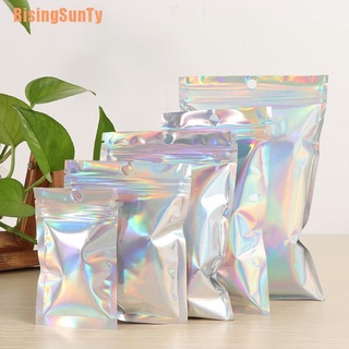 Risingsunty (~) 10 bolsas iridiscentes con cierre de cremallera, plástico holográfico