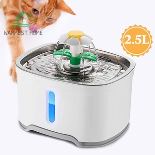 (formyhome) dispensador automático de alimentador de gato para mascotas, 2,5 l, acero inoxidable, fuente led
