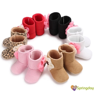 Bty botas de nieve de flores para bebé recién nacido/zapatos de cuna de piel cálida para invierno/Prewalker