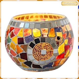European Mosaic Glass Tea Light Holder Romantic Glass Candle Holder for Aromatherapy, Party Dcor for Flame Candle, LED Candles Tea Light, Cup Candle