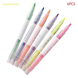 sus 6 colores de doble cabeza resaltador plumas fluorescentes marcador arte dibujo papelería suministros escolares