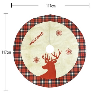 falda de árbol de navidad delantal de árbol de navidad con patrón de alce centro comercial hotel decoración del hogar (4)