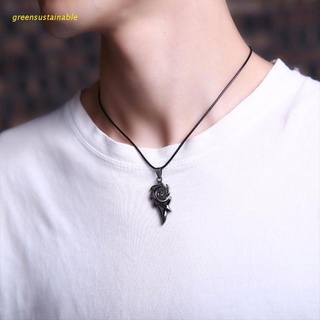 sus Fire Necklace Alloy Pendant Men's Gift Leather Rope Black Ancient Silver Color Main Stone Thanksgiving Father Gifts