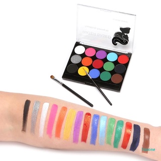 yzz 15 colores pintura facial maquillaje corporal no tóxico seguro pintura de agua aceite con cepillo