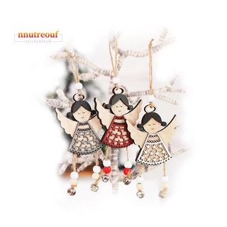 3 piezas de ángel de madera de navidad adornos colgantes diy artesanía de madera colgante árbol de navidad adorno de navidad decoración de fiesta