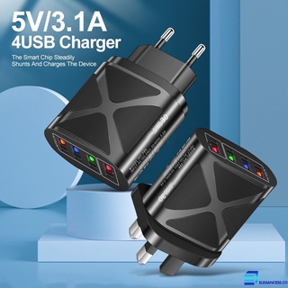 elegancess-co 5V 3.1A 4USB Cargador de pared Carga rápida USB 3.0 Adaptador de corriente universal Cargador de viaje