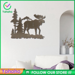 [Yohoho] Rústico Metal arte de pared bosque bosque silueta Animal fauna decoración de pared interior (2)