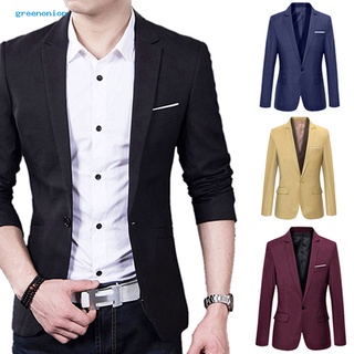 hombres slim formal traje de negocios abrigo de un botón solapa de manga larga bolsillos top