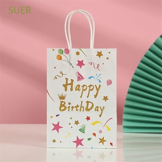 suer niños favores feliz cumpleaños impreso patrón de caramelo bolsa de regalo bolsas de papel bebé ducha pastel globo papel kraft bolso de fiesta suministros de dibujos animados