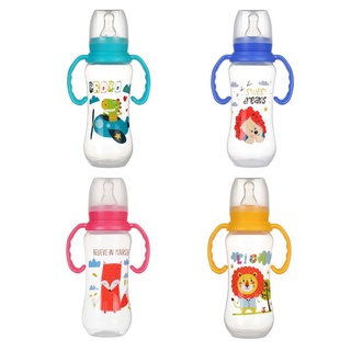 gaea* 240ml Cute Baby bottle Infant Newborn Children Learn Feeding Drinking Handle Bottle Kids Straw Juice Water Bottles Training Cup