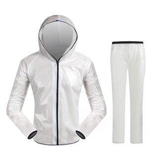 [diyh]impermeable dividido encapuchado/traje de lluvia de pvc para adultos/ropa de lluvia blanca