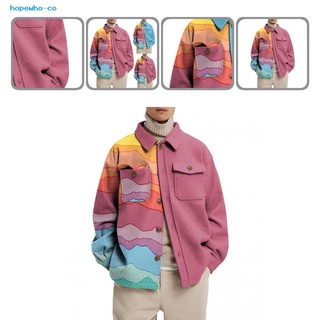 hopewho.co Woolen Men Coat Men Loose Printed Jacket Winter Outfit Comfortable to Wear for Autumn