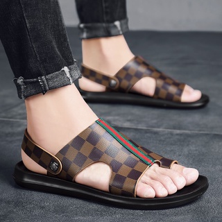 Qz hombres Wearable sandalia de cuero zapatilla Casual al aire libre antideslizante diapositivas sandalias de verano sandalias de suela suave sandalias