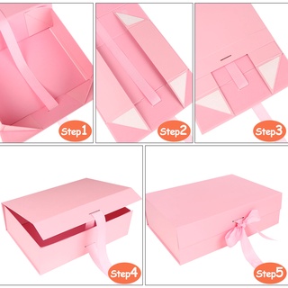 [alg] 3 piezas caja de regalo de lujo caja de regalo magnética con tarjeta de felicitación caja de embalaje [adorelovegood] (3)