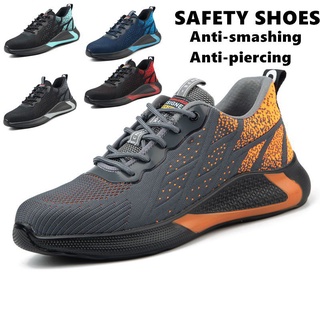 Zapatos de seguridad de los hombres Anti-aplastamiento Anti-Piercing zapatos de trabajo de protección zapatillas de deporte de acero puntera botas de deporte ligero zapatos de soldadura zapatos Kasut Kasut Kasut Kerja wF6G